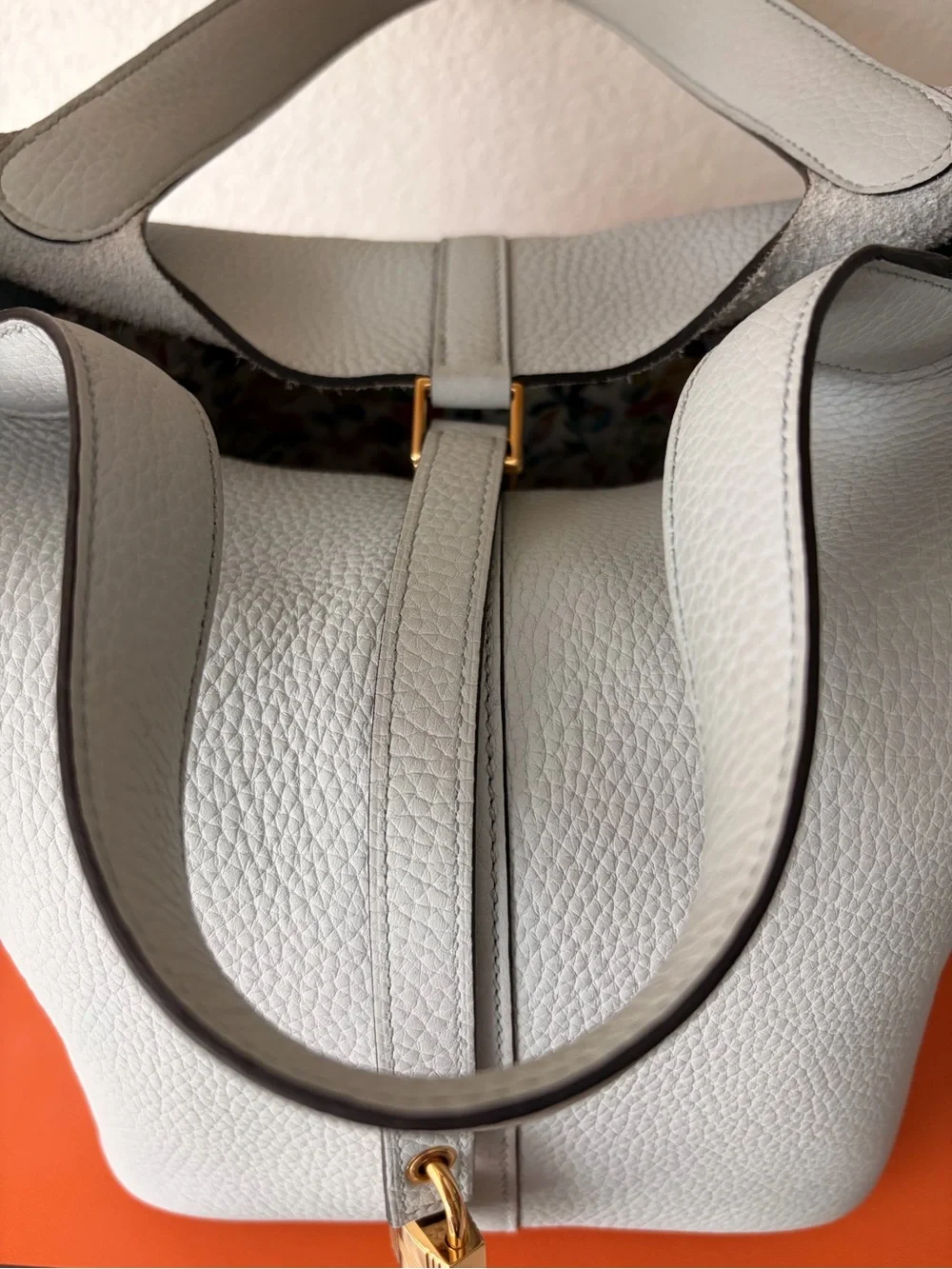 Hermes Bleu Pale Clemence Leather Picotin 22 Authentic